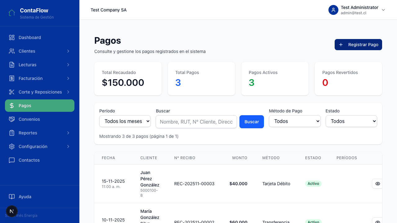 Confirmación de pago registrado